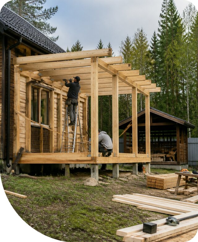 Строительство пристроек и построек на участке в Мариинске